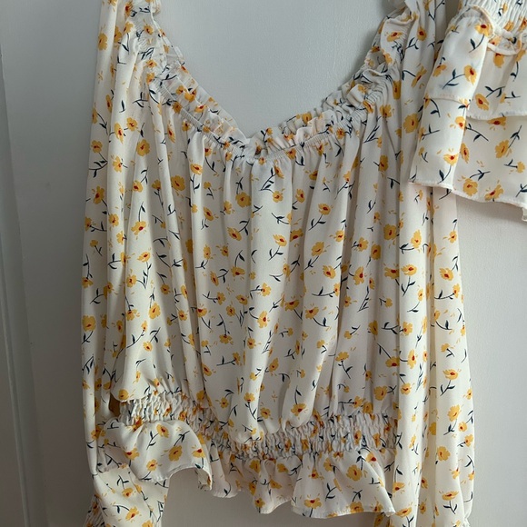 Aqua Floral Print Smocked skirt and top - Picture 4 of 7